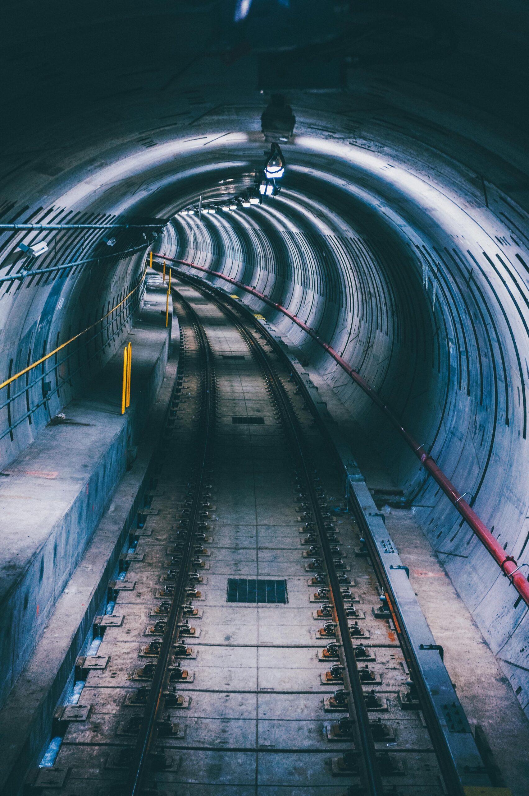 Railroad tracks in the tunnel